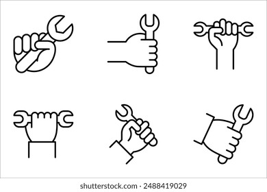 Llave en conjunto de iconos de mano. llave en Ilustración vectorial de mano sobre fondo blanco
