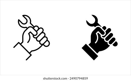 Wrench in hand icon set. wrench in hand vector illustration on white background