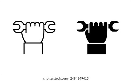 Wrench in hand icon set. wrench in hand vector illustration on white background