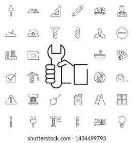 wrench in hand icon. Universal set of construction for website design and development, app development