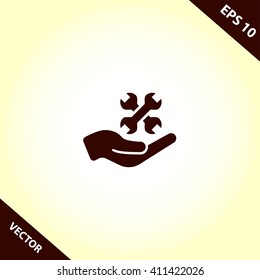 wrench in hand icon. wrench in hand vector illustration
