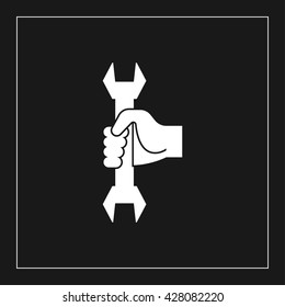 wrench in hand icon. wrench in hand vector illustration