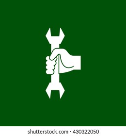 wrench in hand icon. wrench in hand vector illustration