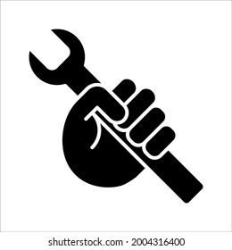 Wrench in hand icon. wrench in hand vector icon for web design isolated on white background. color editable eps 10