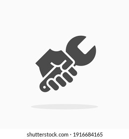 Wrench in hand icon. For your design, logo. Vector illustration.