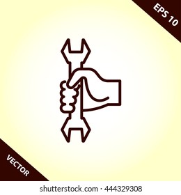 wrench in hand line icon
