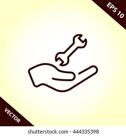 wrench in hand line icon