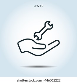 wrench in hand line icon