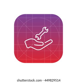 wrench in hand line icon