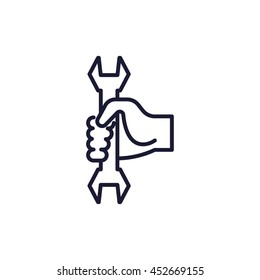 wrench in hand line icon