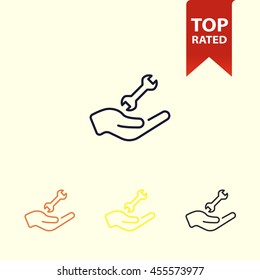 wrench in hand line icon