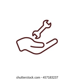 wrench in hand line icon