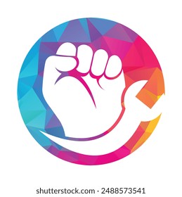 Wrench hand logo design vector. Car repair service logo. Repair logo.