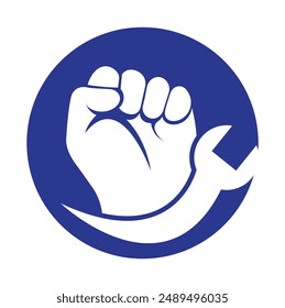 Wrench hand logo design vector. Car repair service logo. Repair logo.
