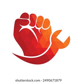 Wrench hand logo design vector. Car repair service logo. Repair logo.