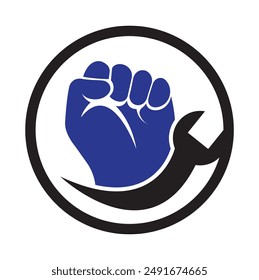Wrench hand logo design vector. Car repair service logo. Repair logo.