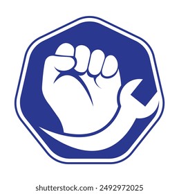 Wrench hand logo design vector. Car repair service logo. Repair logo.