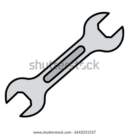 wrench hand tool mechanical appliance flat color vector illustration template design