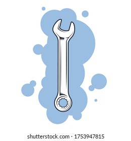 Wrench. Hand wrench tool or spanner. Tools and repair. Vector illustration. 