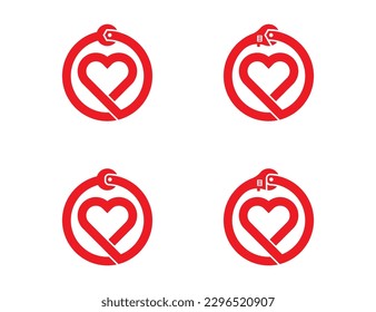 Wrench and Heart Fix Repair Logo Concept symbol sign icon Design Element. Plumbing, Construction Building, House, Home Repair, Mechanic Services Logotype. Vector illustration template