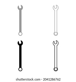 Wrench hexagon Spanner Hand tool Mechanic engineer instrument set icon grey black color vector illustration flat style image