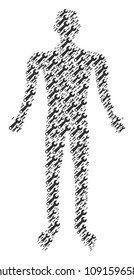 Wrench human figure. Vector wrench icons are composed into human composition.