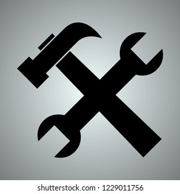 Wrench hummer icon. Vector.