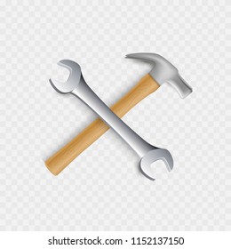 Wrench and hummer. Realistic icons. Isolated. Vector illustration