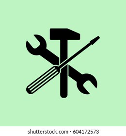 Wrench, hummer and screwdriver icon, service vector illustration