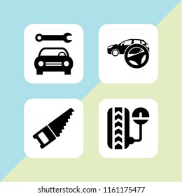 wrench icon. 4 wrench set with mechanic, work tools and construction and tools vector icons for web and mobile app