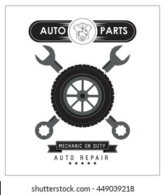 Wrench icon. Auto part design. Vector graphic