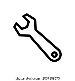 Wrench icon. Black contour linear silhouette. Vector simple flat graphic illustration. The isolated object on a white background. Isolate.