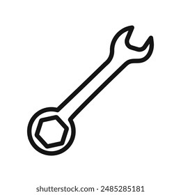 Wrench icon Black line art vector