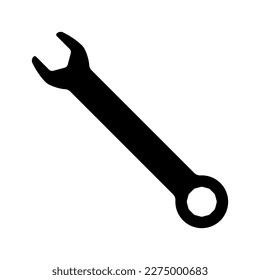 Wrench icon. Black silhouette. Front side view. Vector simple flat graphic illustration. Isolated object on a white background. Isolate.