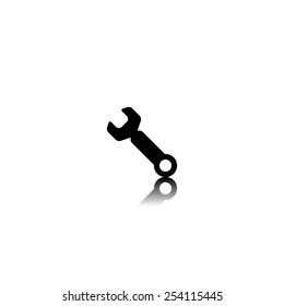 wrench  icon - black vector illustration with reflection