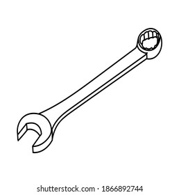 ilustración del vector blanco y negro del icono de llave inglesa
