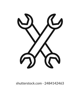 Wrench icon black and white vector sign