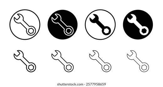 Wrench icon black and white vector sign