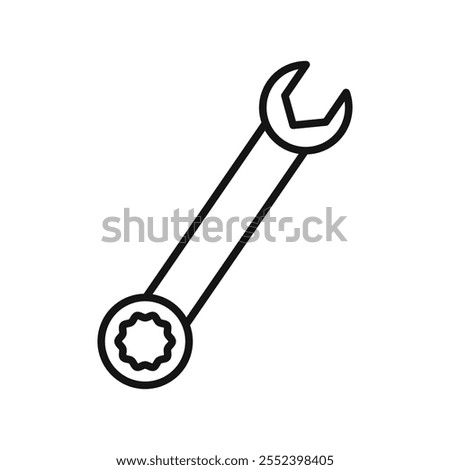 Wrench icon black and white vector outline sign
