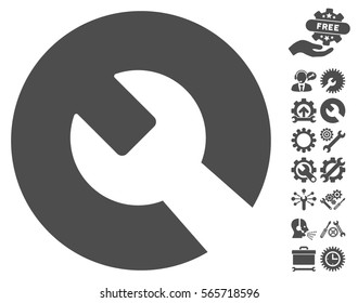 Wrench icon with bonus setup tools icon set. Vector illustration style is flat iconic gray symbols on white background.