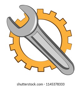 Wrench icon in cartoon style. Vector illustration clip art