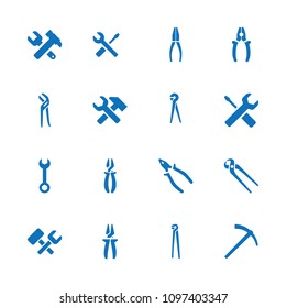 Wrench icon. collection of 16 wrench filled icons such as pliers. editable wrench icons for web and mobile.