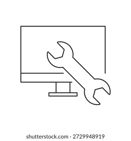 Wrench icon for computer hardware maintenance and repair