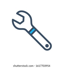 Wrench icon design template, vector icon designed in filled color style on white background, can be used for web and various needs of your project