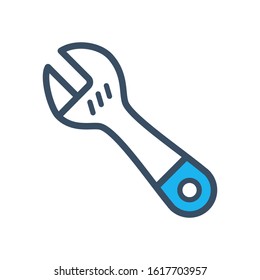 Wrench icon design template, vector icon designed in filled color style on white background, can be used for web and various needs of your project