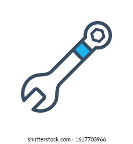 Wrench icon design template, vector icon designed in filled color style on white background, can be used for web and various needs of your project