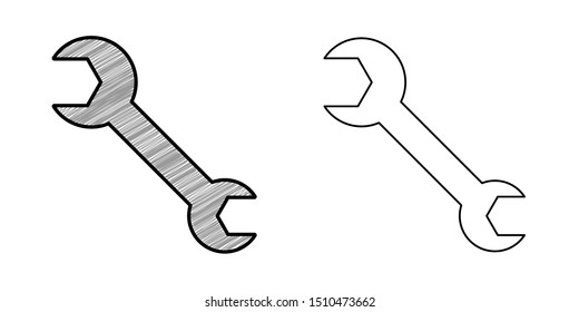wrench icon design vector with texture. editable outline for other style
