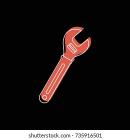 Wrench icon. Doodle illustration of Wrench vector icon for web isolated on black background