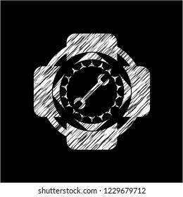 wrench icon drawn with chalkboard texture