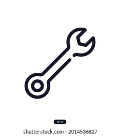 wrench Icon.  Engineering Related Vector Icons. Contains such Icons as Screwdriver, Manufacturing, Engineer, Production, Settings, and more. Vector Illustration